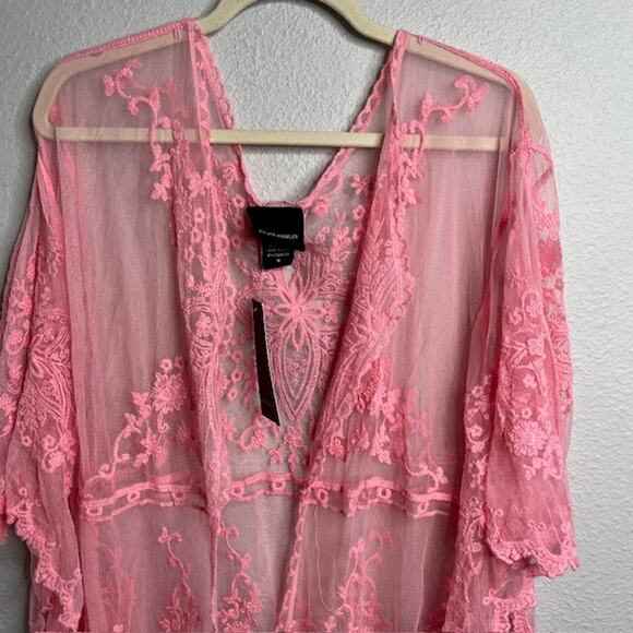 Liv Los Angeles New Peach Lace Swimsuit Cover Size Medium - Picture 8 of 15
